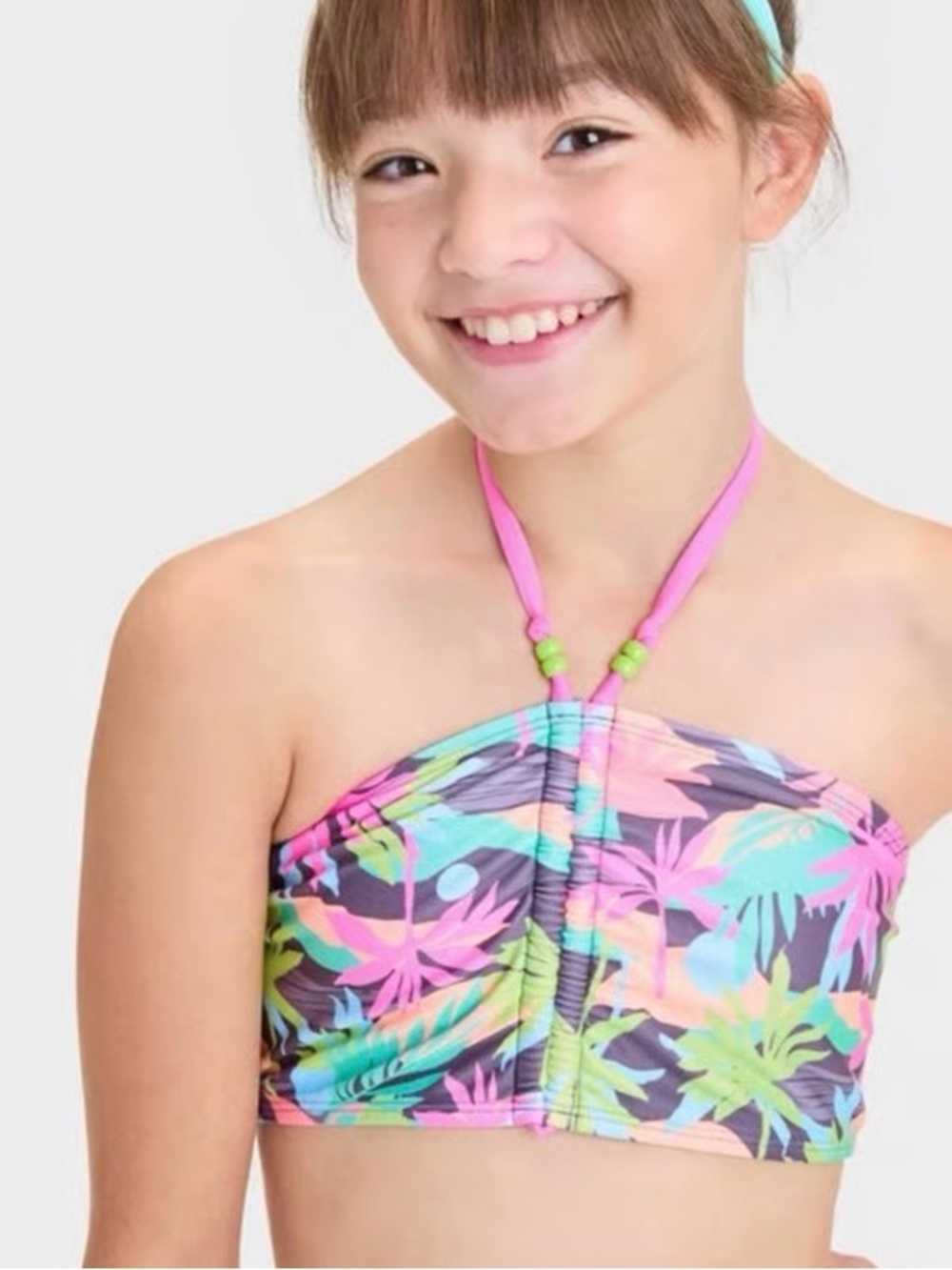 Buy 1 get 1 free art class Pink, Blue & Mint Tropical Leaf Two-Piece Bikini - Picture 3 of 7